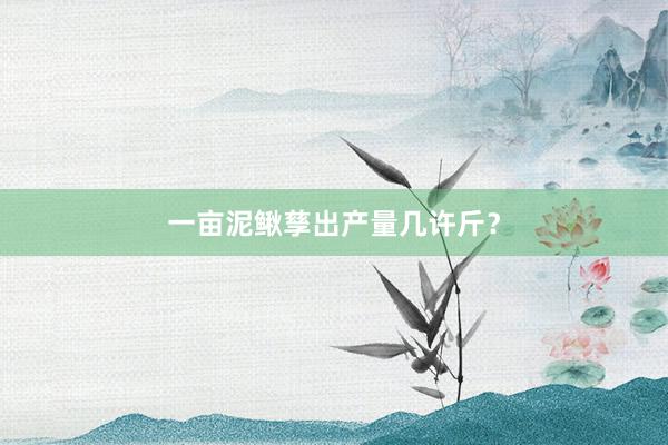 一亩泥鳅孳出产量几许斤？
